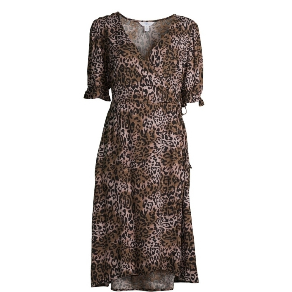 Time And Tru Animal Print Wrap Midi dress NWOT
